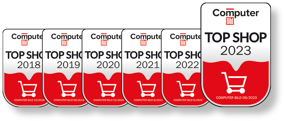 2023 zum 6-ten Mal in Folge: ComputerBild TOP SHOP