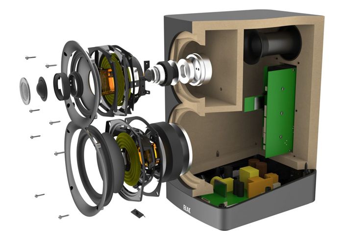Explosionsgrafik der ELAC NAVIS Regallautsprecher