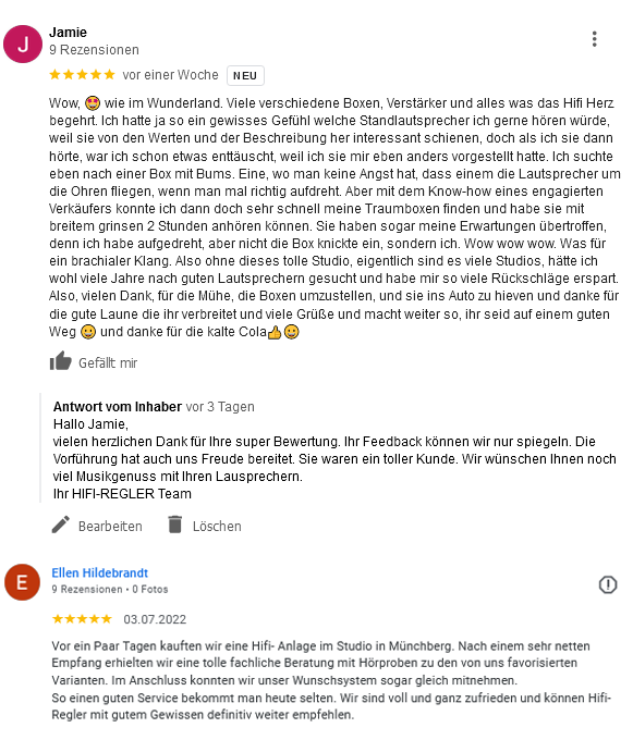 Google-Bewertung eines begeisterten Kunden