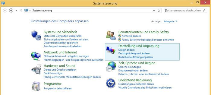 Navigation zur Systemsteuerung