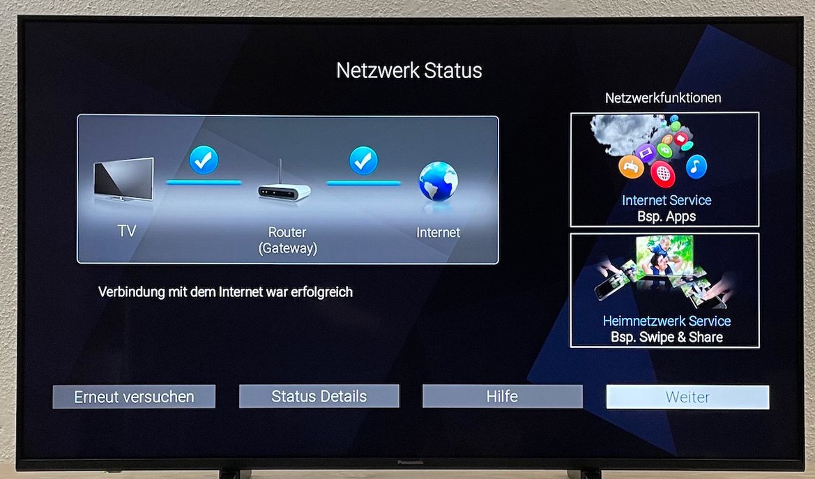 First Steps beim Panasonic Smart-TV: Interneteinrichtung