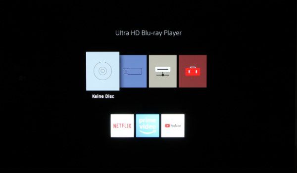 Sony Ultra HD Blu-ray-Player Home Menü