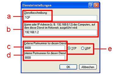 TCP Diensteinstellungen ändern