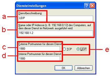 UDP Diensteinstellungen ändern
