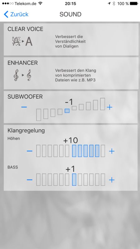 Controller-App des Yamaha YSP-5600