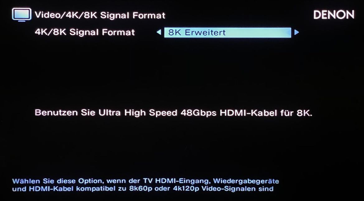 8K-Hinweis: Support bei Verwendung von 8K fähigen Kabeln