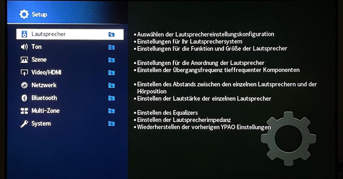 Yamaha RX-A 6A - Setup-Menü