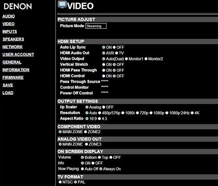 Video-Processing: Menu im Denon-AV-Receiver