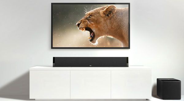 Aufstellungsbeispiel KEF V720W Soundbarsystem