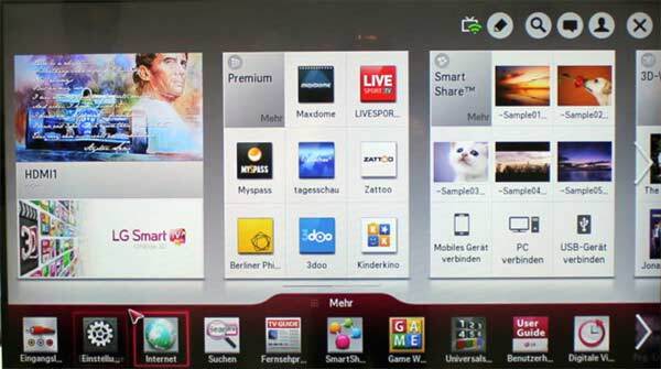 Smart TV Plattform der LG Fernseher 2013